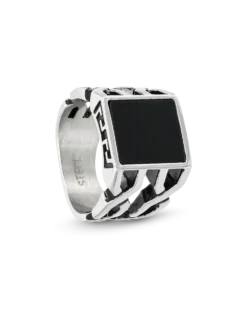 Clearance Bijou Brigitte Anello da uomo - Black Square