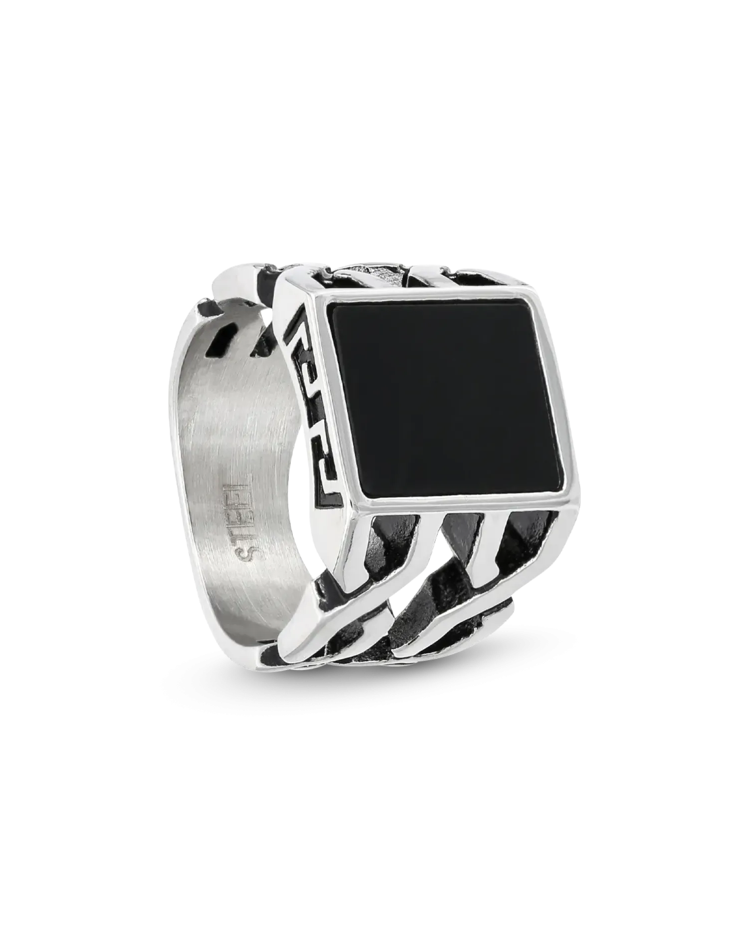 Clearance Bijou Brigitte Anello da uomo - Black Square