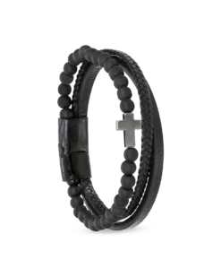 Hot Bijou Brigitte Braccialetto da uomo - Black Cross