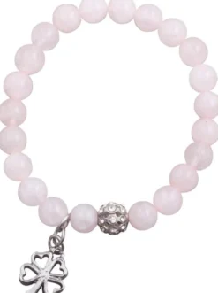 Bijou Brigitte Braccialetto - quarzo rosa / trifoglio