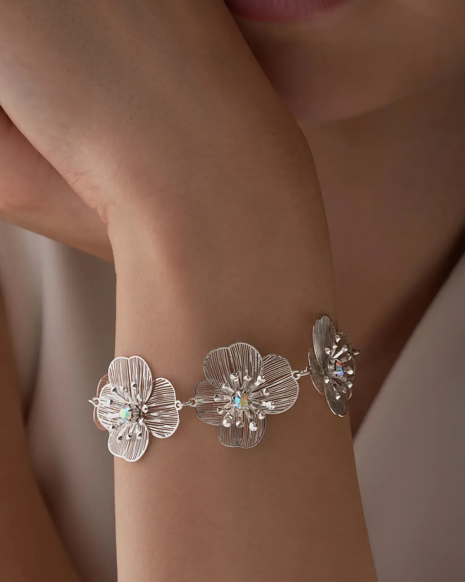 Sale Bijou Brigitte Braccialetto - Silver Petal
