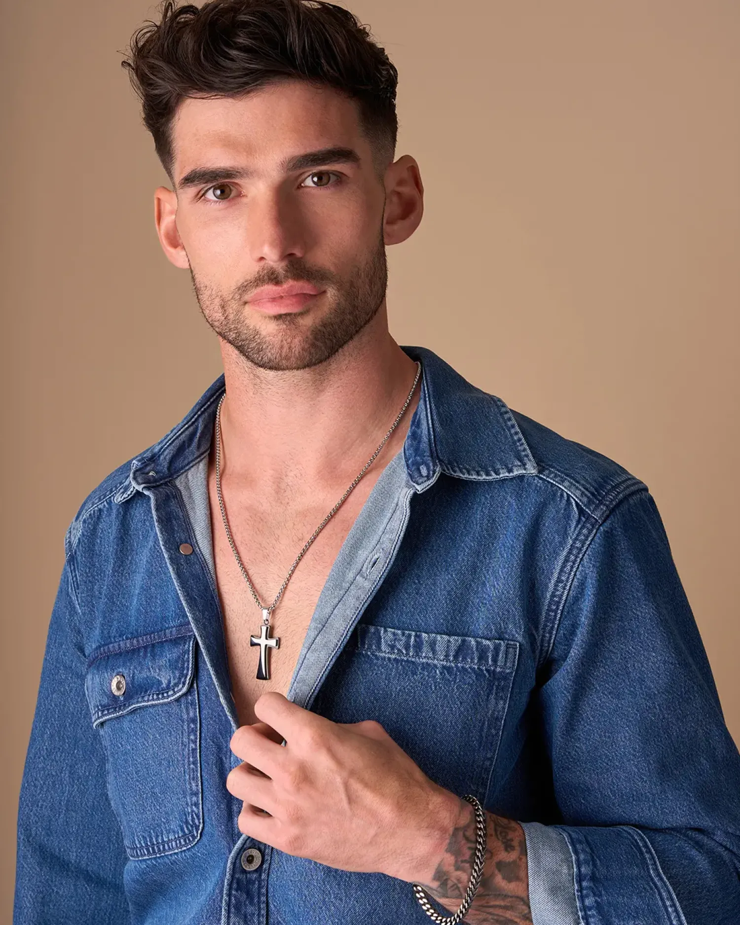 Hot Bijou Brigitte Collana da uomo - Shiny Cross