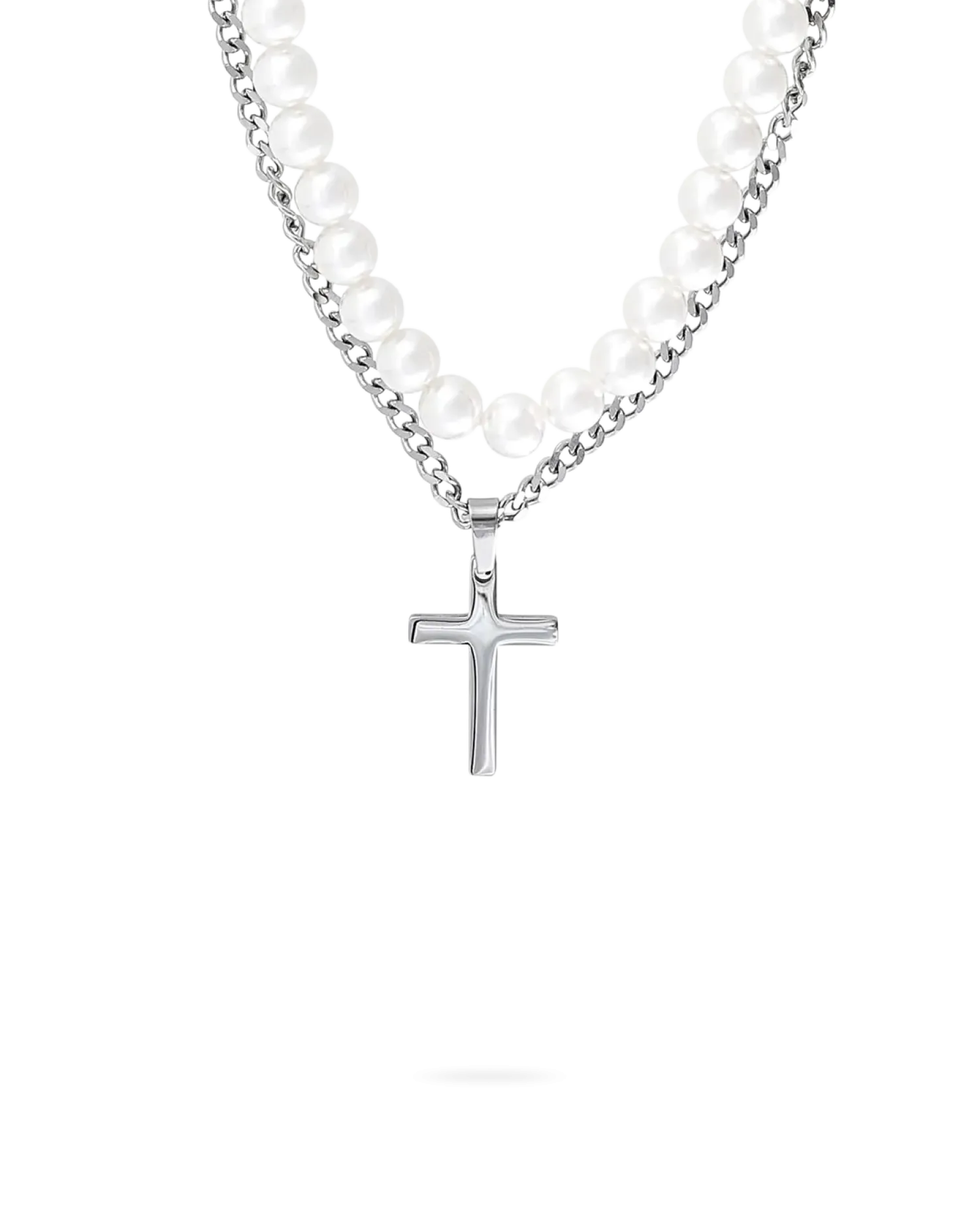 Bijou Brigitte Collana stratificata da uomo - White Pearls