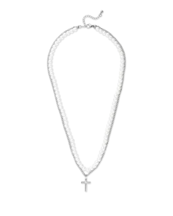 Bijou Brigitte Collana stratificata da uomo - White Pearls
