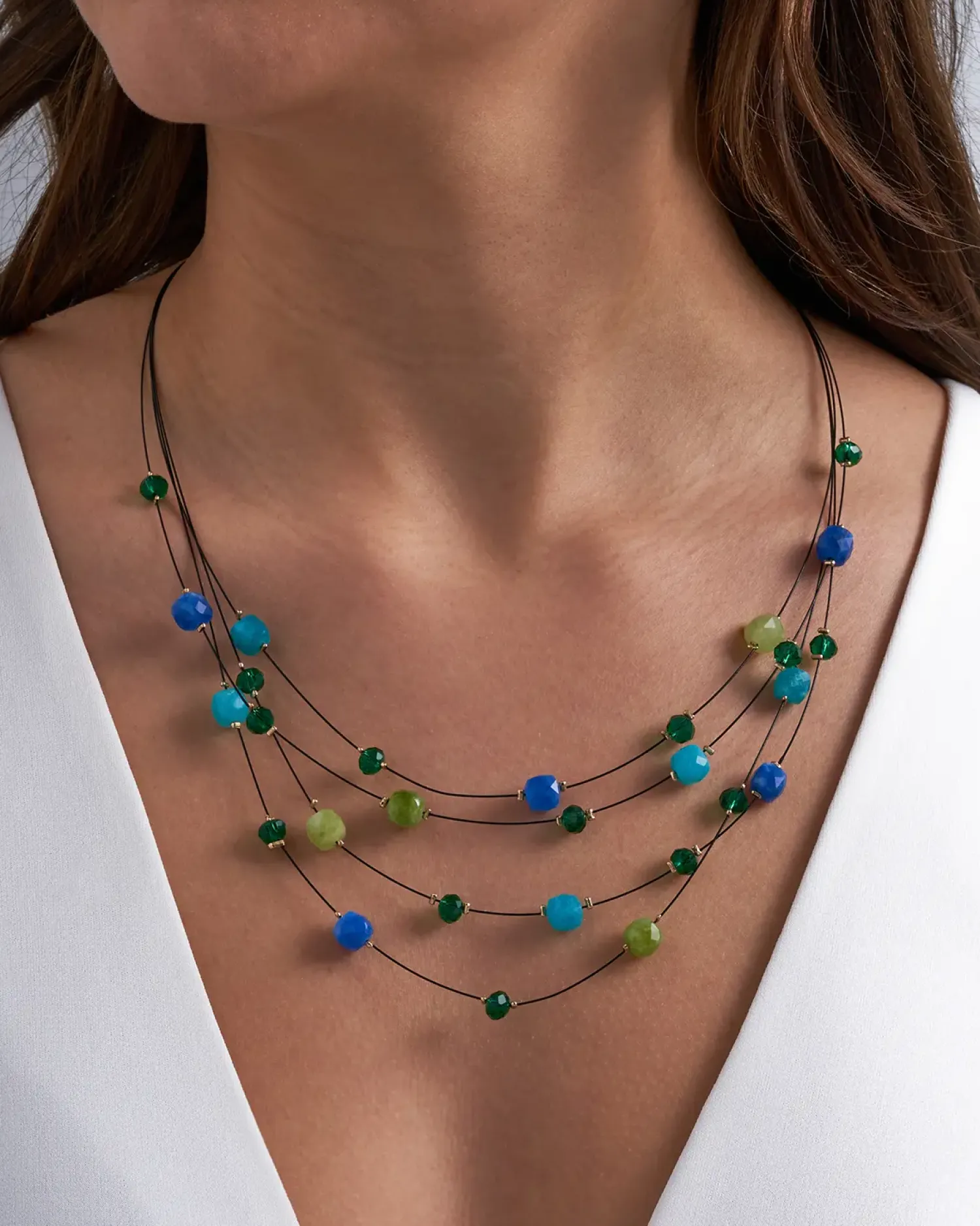 Outlet Bijou Brigitte Collana stratificata - Jade Stone
