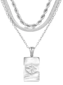 Sale Bijou Brigitte Collana stratificata - Rectangle Steel