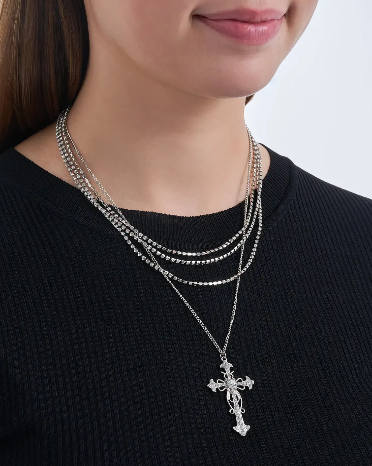 Hot Bijou Brigitte Collana stratificata - Rhinestone Cross
