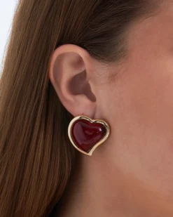 Sale Bijou Brigitte Orecchini a perno - Burgundy Hearts