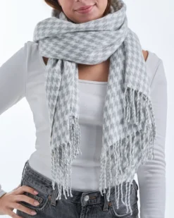 Clearance Bijou Brigitte Sciarpa - Grey Houndstooth