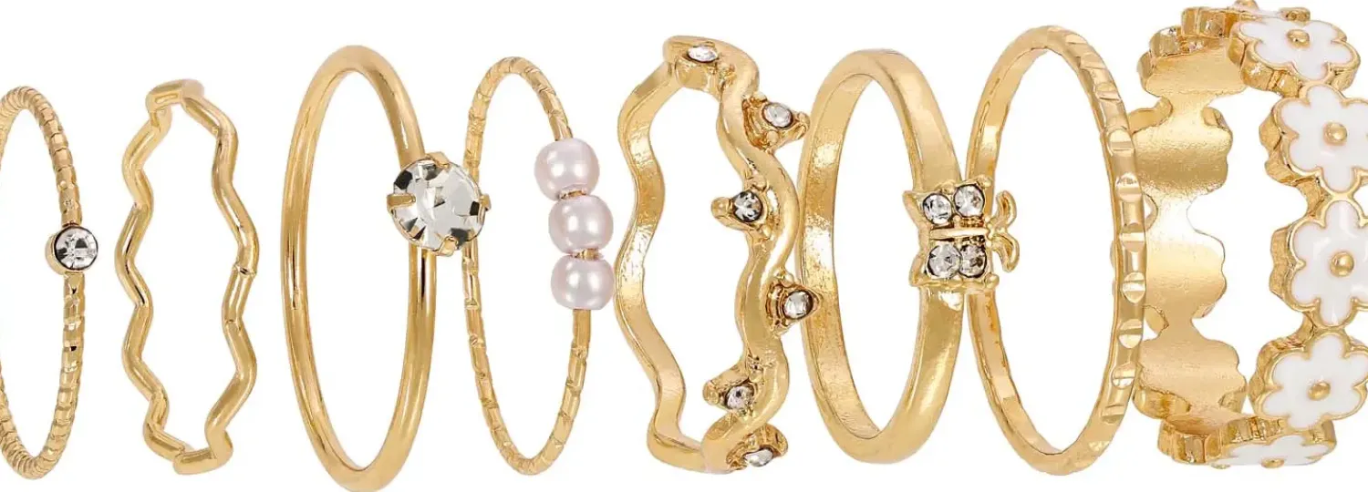 Outlet Bijou Brigitte Set di anelli - Golden Summer
