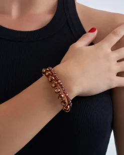 Clearance Bijou Brigitte Set di braccialetti - Brown Sparkle