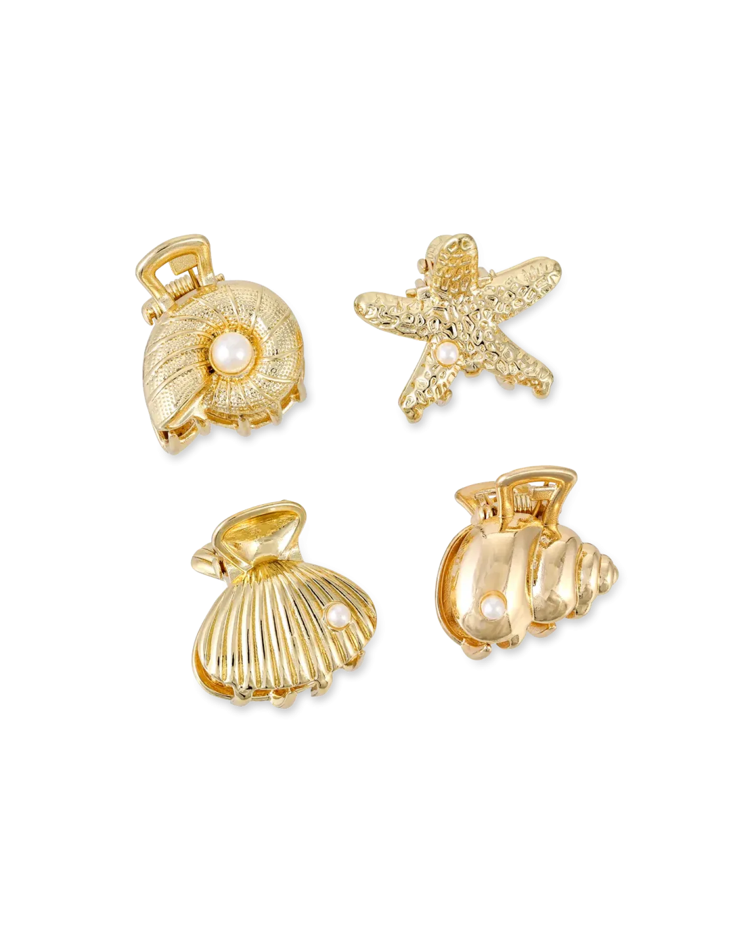 New Bijou Brigitte Set di fermagli per capelli - Golden Shells