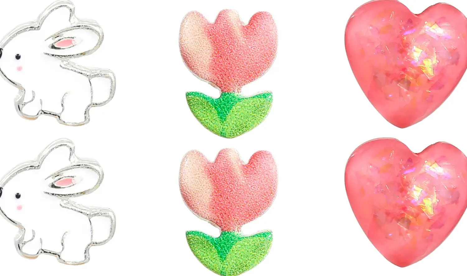 New Bijou Brigitte Set di orecchini a perno per bambini - Pink Spring
